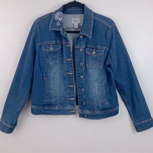 G.H. Bass & Co Denim Jean Jacket with Embroidered Floral Detail